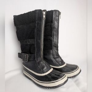 SOREL HELEN OF TUNDRA ll Winter Women Boots Size 6 Black Color Front Zipper